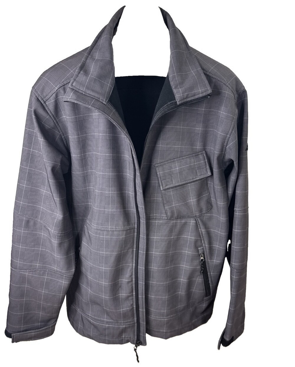 Snozu SoftShell Grey Plaid Jacket Size XL